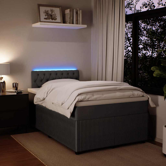 Pat box spring cu saltea, gri închis, 120x190 cm, catifea - WALTI WALTI