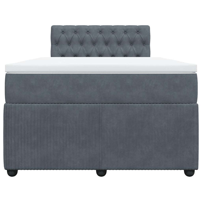 Pat box spring cu saltea, gri închis, 120x190 cm, catifea - WALTI WALTI