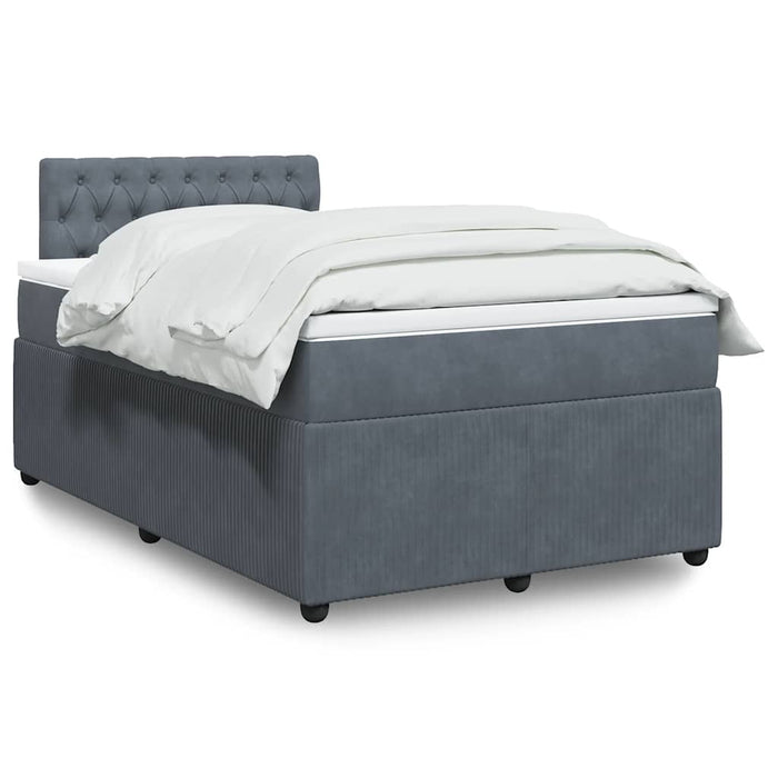 Pat box spring cu saltea, gri închis, 120x190 cm, catifea - WALTI WALTI