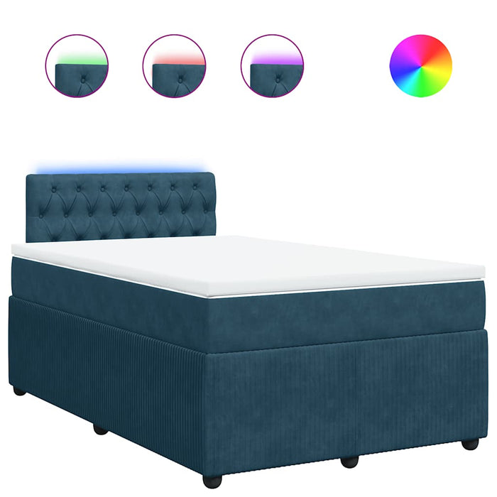 Pat box spring cu saltea, albastru, 120x190 cm, catifea - WALTI WALTI