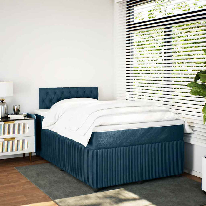 Pat box spring cu saltea, albastru, 120x190 cm, catifea - WALTI WALTI