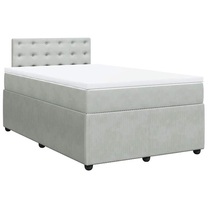 Pat box spring cu saltea, gri deschis, 120x190 cm, catifea - WALTI WALTI