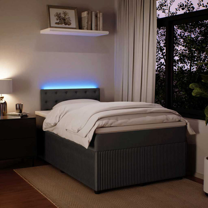 Pat box spring cu saltea, gri închis, 120x190 cm, catifea - WALTI WALTI