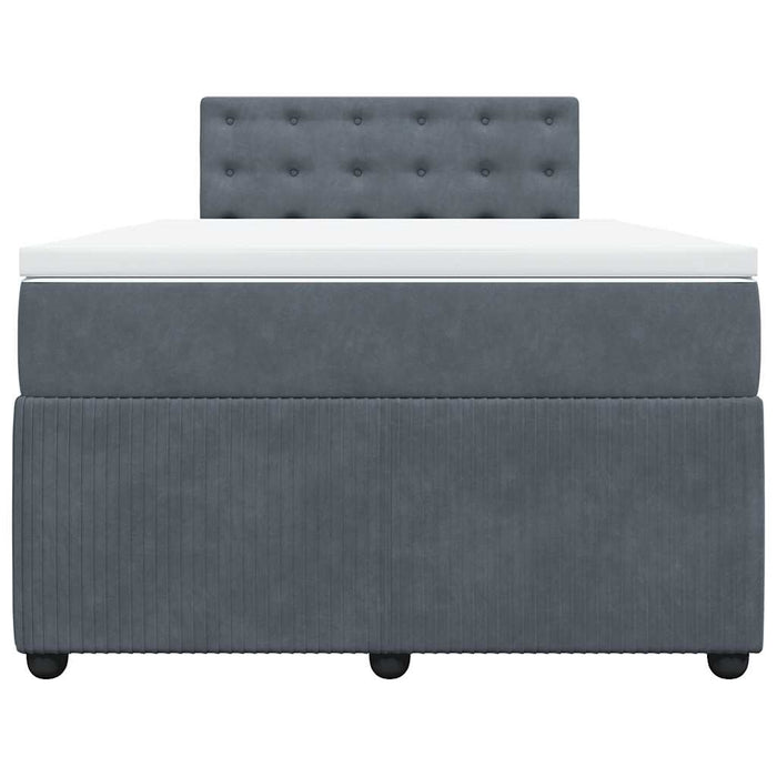 Pat box spring cu saltea, gri închis, 120x190 cm, catifea - WALTI WALTI