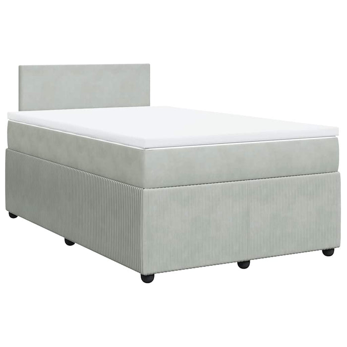 Pat continental cu saltea, gri deschis, 120x200 cm, catifea - WALTI WALTI