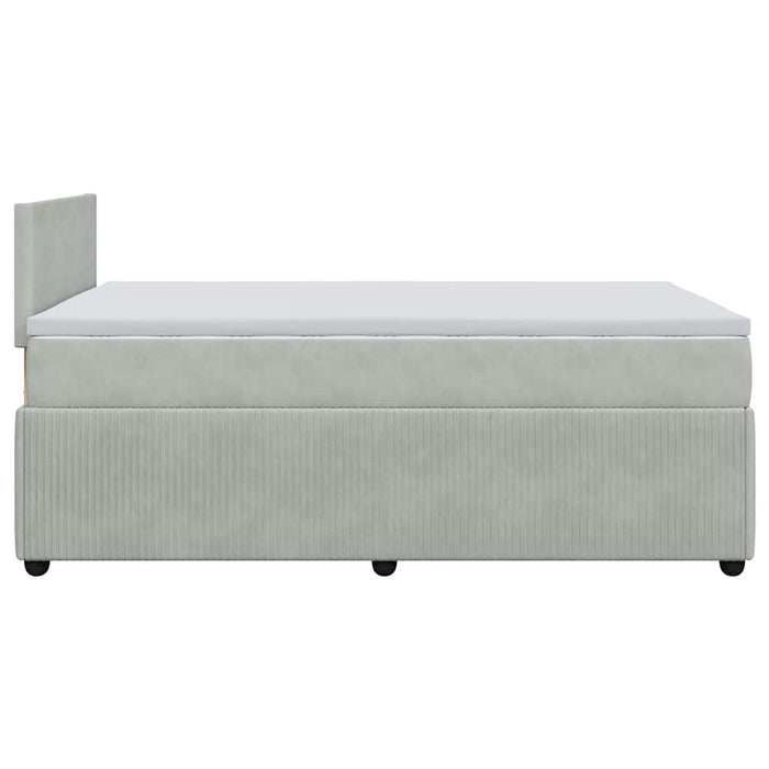 Pat continental cu saltea, gri deschis, 120x200 cm, catifea - WALTI WALTI