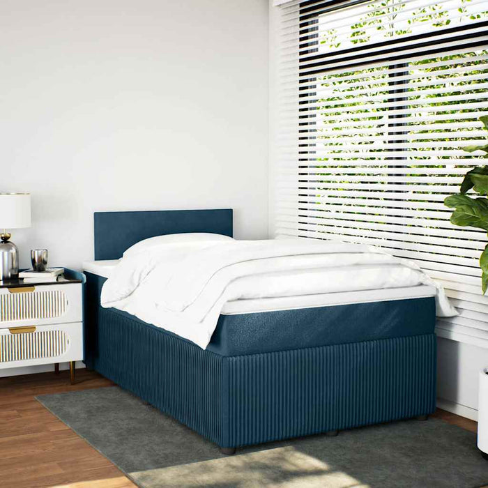 Pat box spring cu saltea, albastru, 120x200 cm, catifea - WALTI WALTI