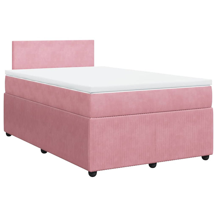 Pat box spring cu saltea, roz, 120x200 cm, catifea - WALTI WALTI