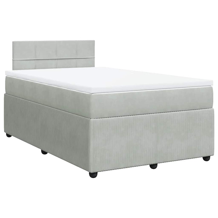 Pat continental cu saltea, gri deschis, 120x200 cm, catifea - WALTI WALTI