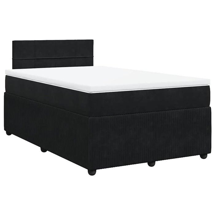 Pat box spring cu saltea, negru, 120x200 cm, catifea WALTI