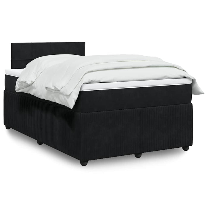 Pat box spring cu saltea, negru, 120x200 cm, catifea WALTI