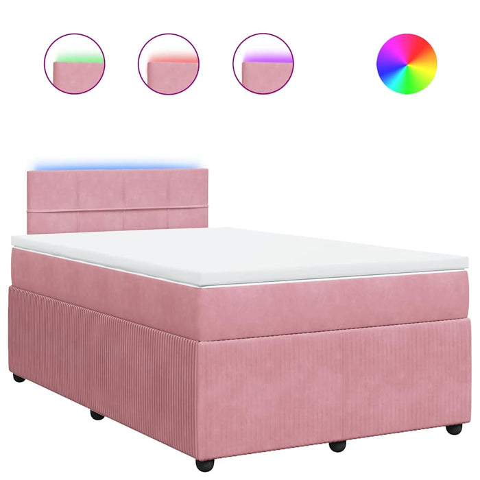 Pat box spring cu saltea, roz, 120x200 cm, catifea - WALTI WALTI