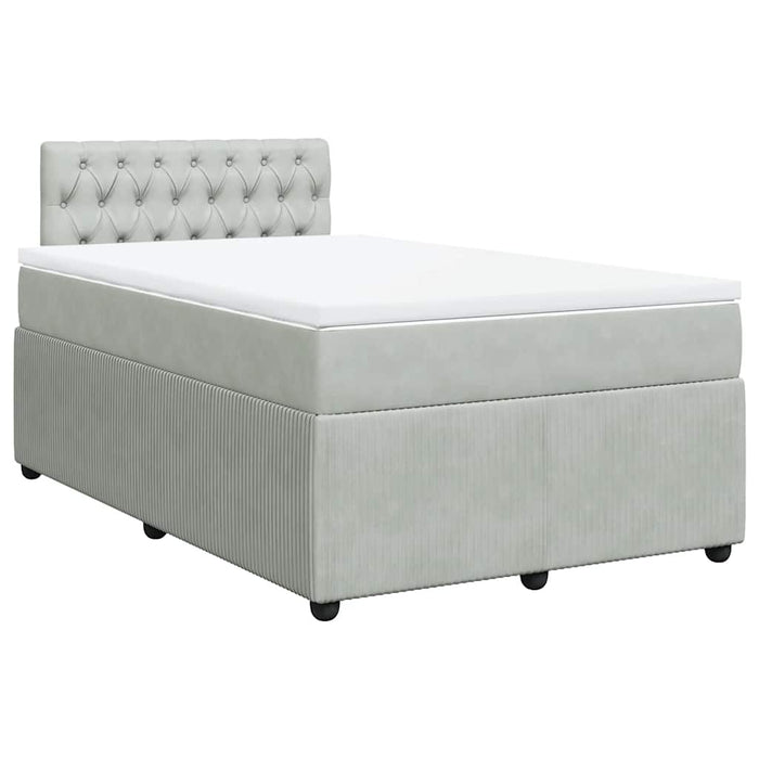 Pat continental cu saltea, gri deschis, 120x200 cm, catifea - WALTI WALTI