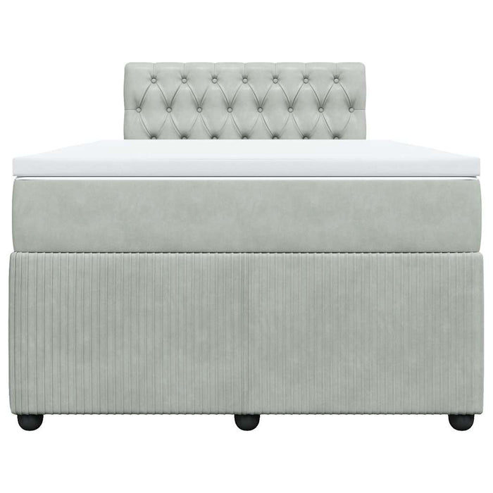 Pat continental cu saltea, gri deschis, 120x200 cm, catifea - WALTI WALTI