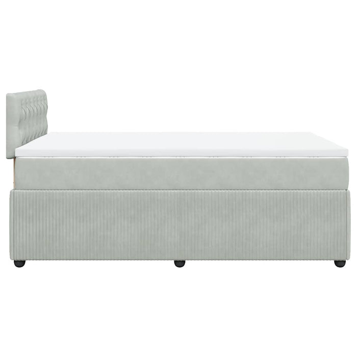 Pat continental cu saltea, gri deschis, 120x200 cm, catifea - WALTI WALTI