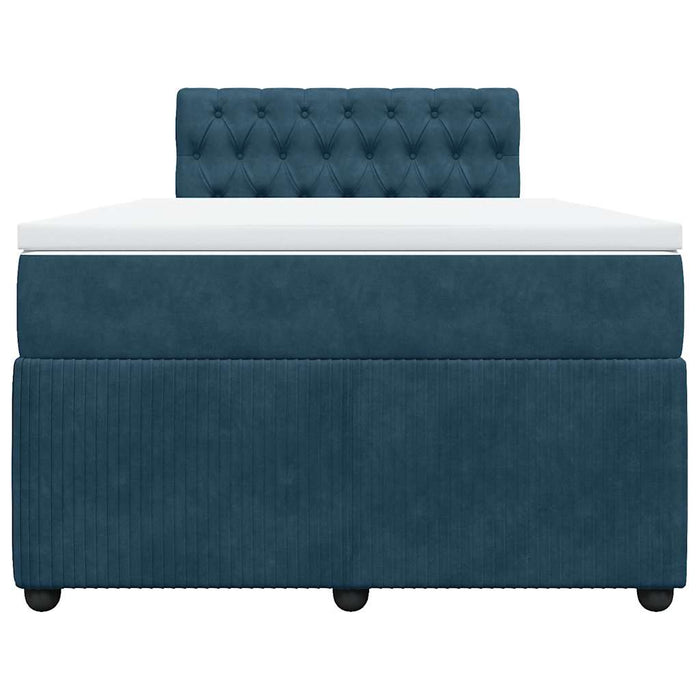 Pat box spring cu saltea, albastru, 120x200 cm, catifea - WALTI WALTI