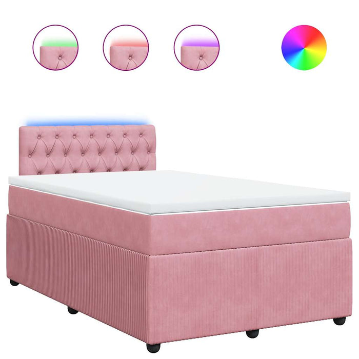 Pat box spring cu saltea, roz, 120x200 cm, catifea - WALTI WALTI