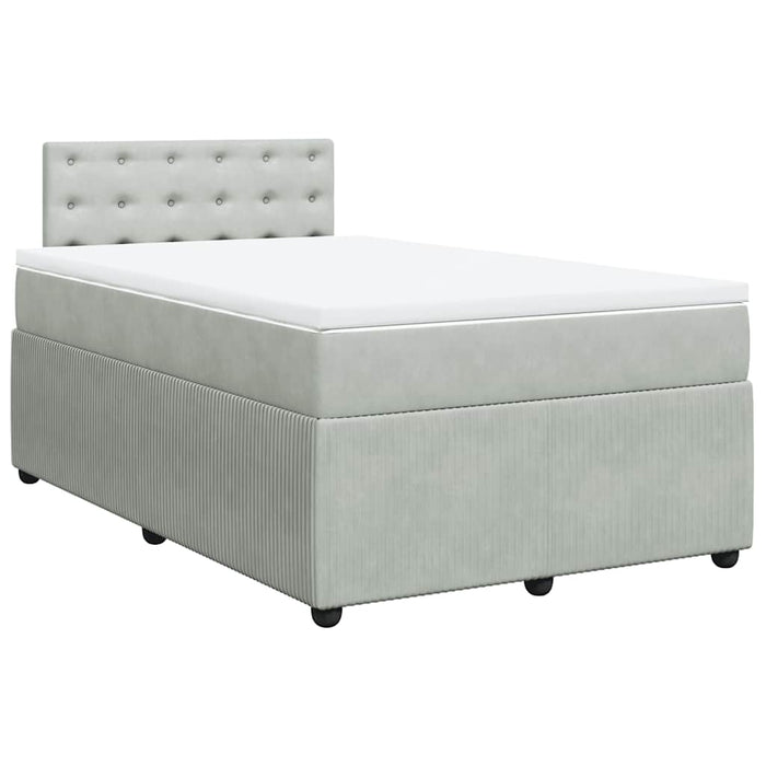 Pat continental cu saltea, gri deschis, 120x200 cm, catifea - WALTI WALTI