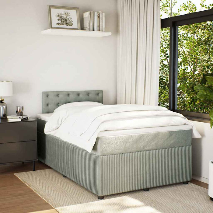Pat continental cu saltea, gri deschis, 120x200 cm, catifea - WALTI WALTI