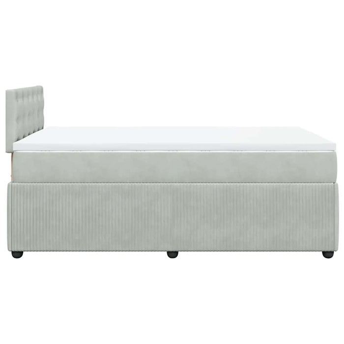 Pat continental cu saltea, gri deschis, 120x200 cm, catifea - WALTI WALTI