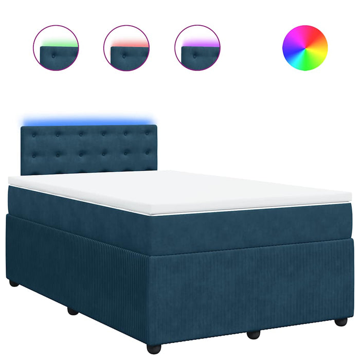Pat box spring cu saltea, albastru, 120x200 cm, catifea - WALTI WALTI