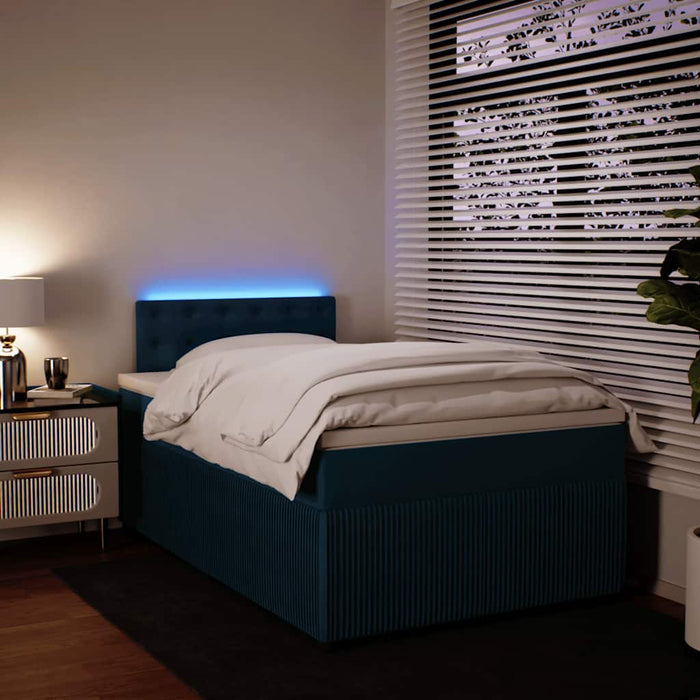 Pat box spring cu saltea, albastru, 120x200 cm, catifea - WALTI WALTI