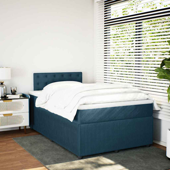 Pat box spring cu saltea, albastru, 120x200 cm, catifea - WALTI WALTI