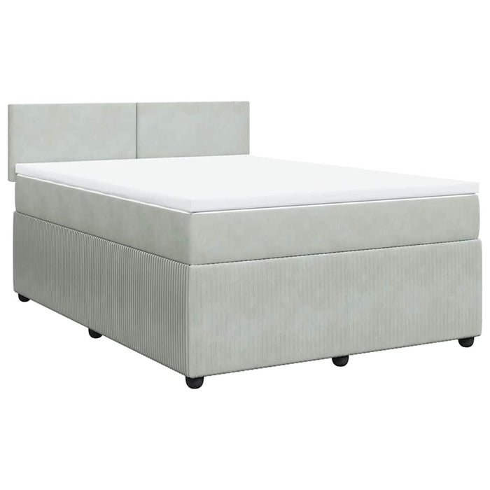 Pat box spring cu saltea, gri deschis, 140x190 cm, catifea - WALTI WALTI