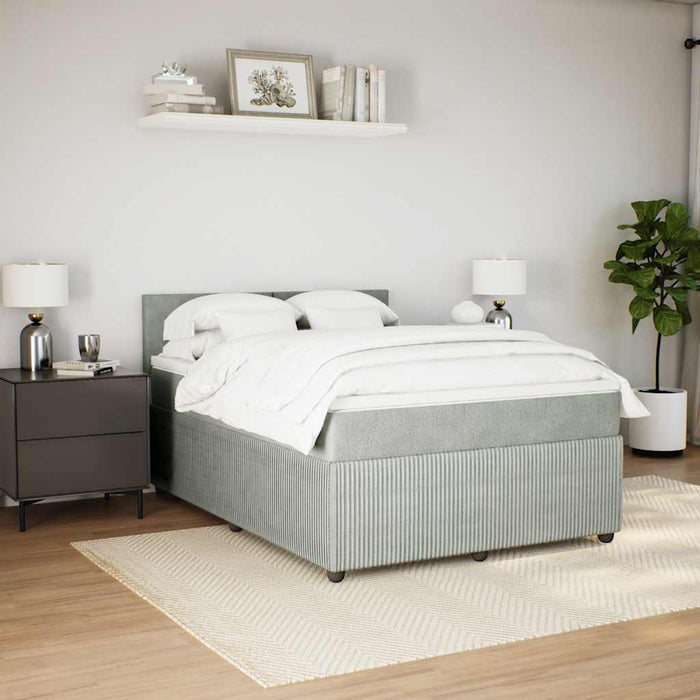 Pat box spring cu saltea, gri deschis, 140x190 cm, catifea - WALTI WALTI