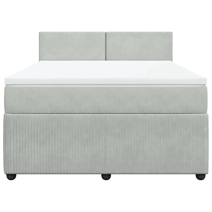 Pat box spring cu saltea, gri deschis, 140x190 cm, catifea - WALTI WALTI