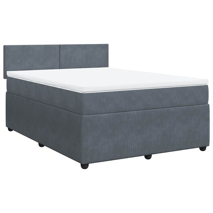 Pat box spring cu saltea, gri închis, 140x190 cm, catifea - WALTI WALTI