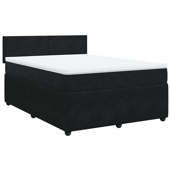 Pat box spring cu saltea, negru, 140x190 cm, catifea - WALTI WALTI