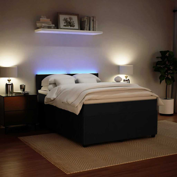 Pat box spring cu saltea, negru, 140x190 cm, catifea - WALTI WALTI