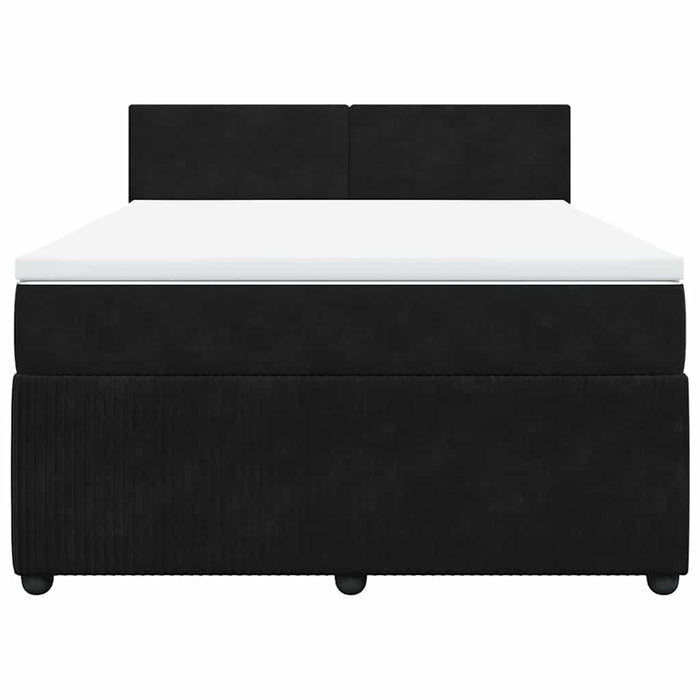 Pat box spring cu saltea, negru, 140x190 cm, catifea - WALTI WALTI