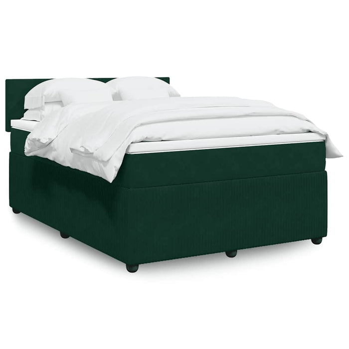 Pat box spring cu saltea, verde închis, 140x190 cm, catifea - WALTI WALTI