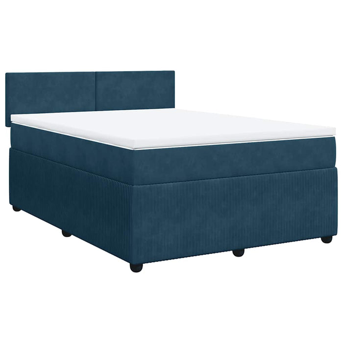 Pat box spring cu saltea, albastru, 140x190 cm, catifea - WALTI WALTI