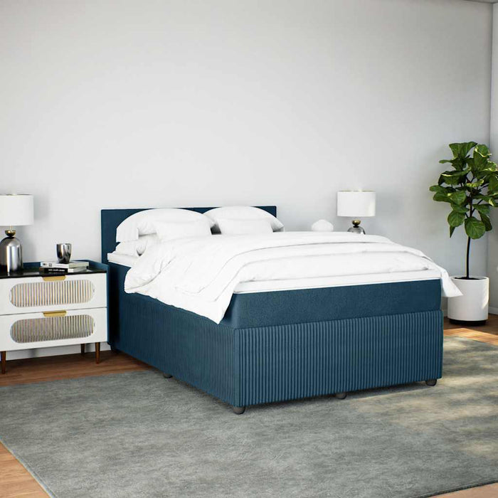 Pat box spring cu saltea, albastru, 140x190 cm, catifea - WALTI WALTI