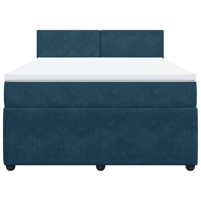 Pat box spring cu saltea, albastru, 140x190 cm, catifea - WALTI WALTI