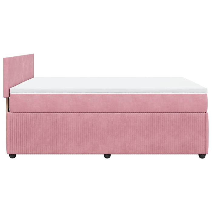 Pat box spring cu saltea, roz, 140x190 cm, catifea - WALTI WALTI
