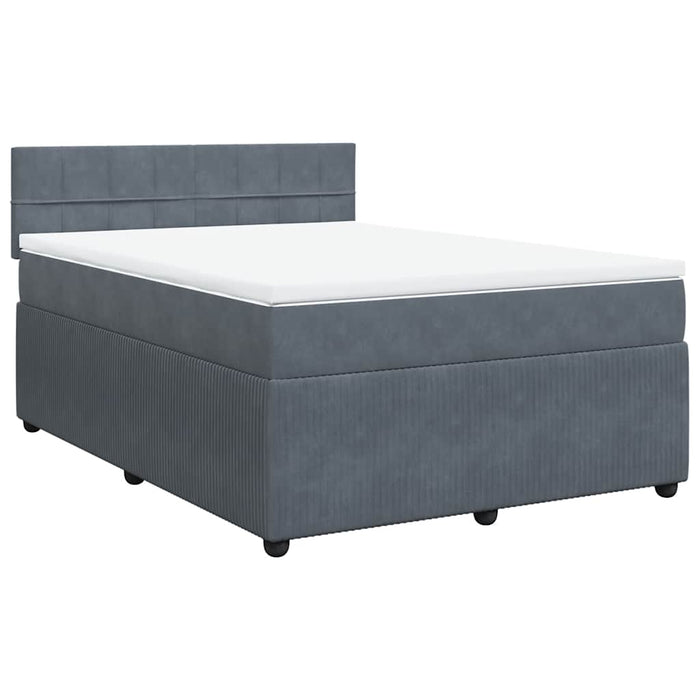 Pat box spring cu saltea, gri închis, 140x190 cm, catifea - WALTI WALTI