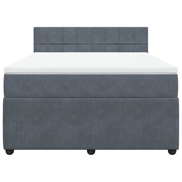 Pat box spring cu saltea, gri închis, 140x190 cm, catifea - WALTI WALTI