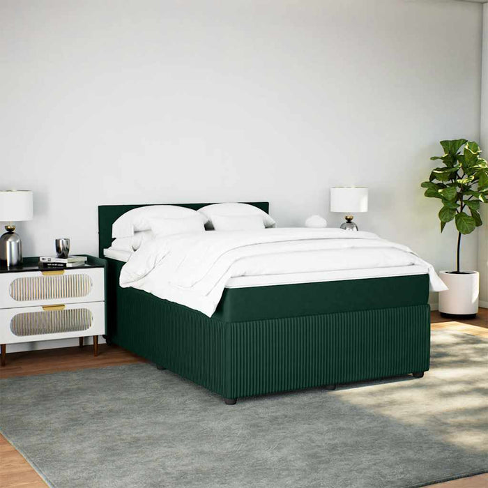 Pat box spring cu saltea, verde închis, 140x190 cm, catifea - WALTI WALTI