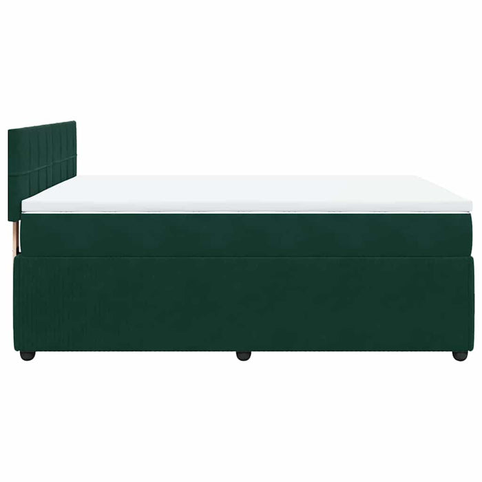 Pat box spring cu saltea, verde închis, 140x190 cm, catifea - WALTI WALTI