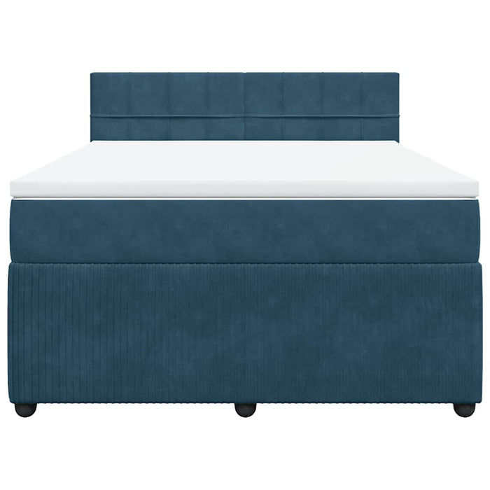 Pat box spring cu saltea, albastru, 140x190 cm, catifea - WALTI WALTI