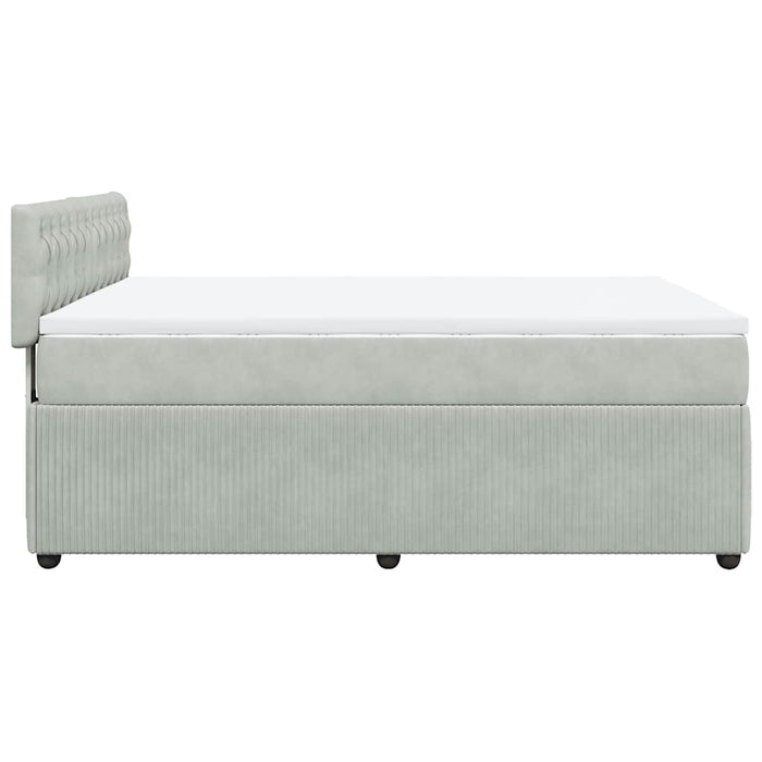 Pat box spring cu saltea, gri deschis, 140x190 cm, catifea - WALTI WALTI