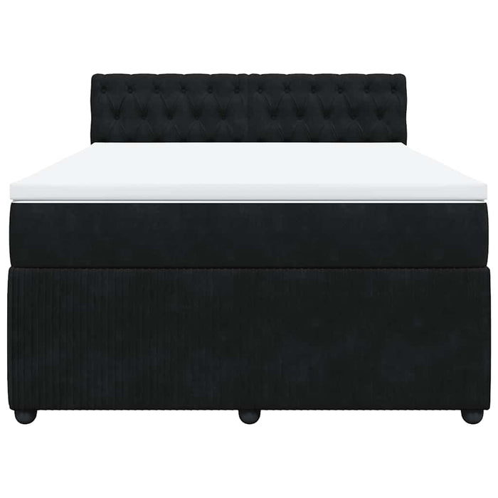 Pat box spring cu saltea, negru, 140x190 cm, catifea - WALTI WALTI