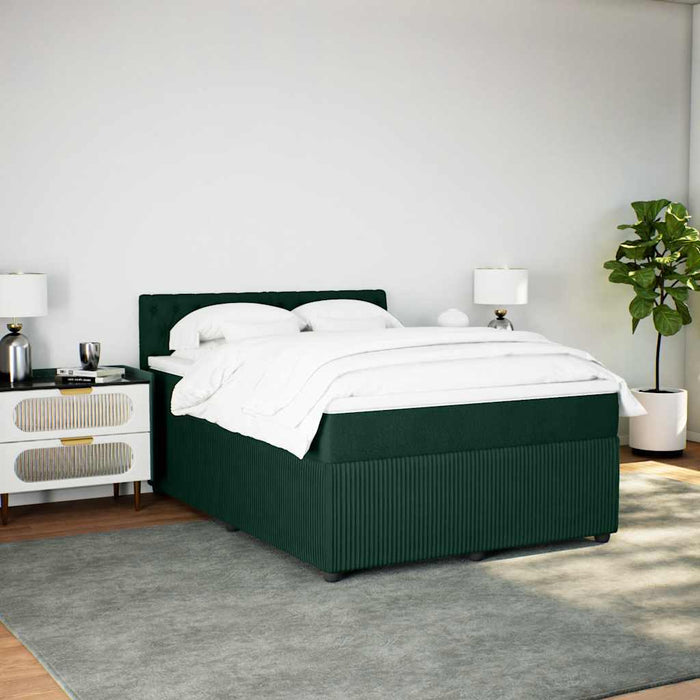 Pat box spring cu saltea, verde închis, 140x190 cm, catifea - WALTI WALTI