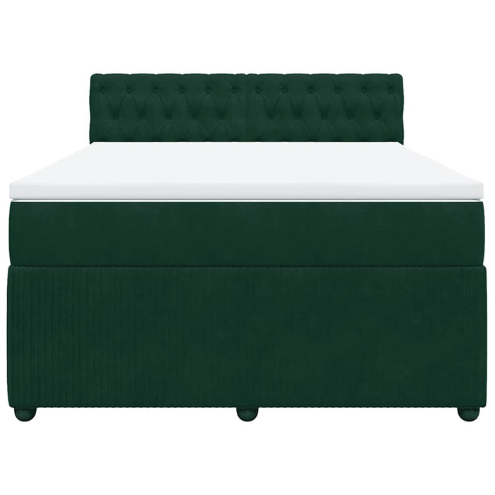 Pat box spring cu saltea, verde închis, 140x190 cm, catifea - WALTI WALTI
