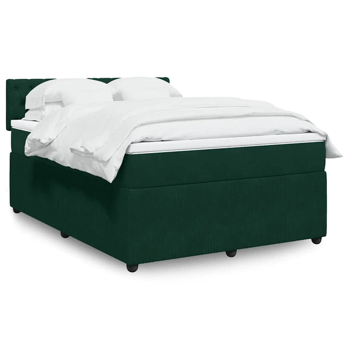 Pat box spring cu saltea, verde închis, 140x190 cm, catifea - WALTI WALTI