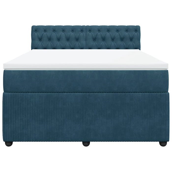 Pat box spring cu saltea, albastru, 140x190 cm, catifea - WALTI WALTI